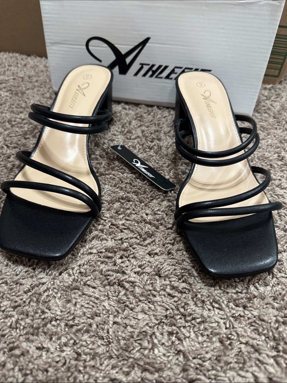 Black Strappy Slide Heels